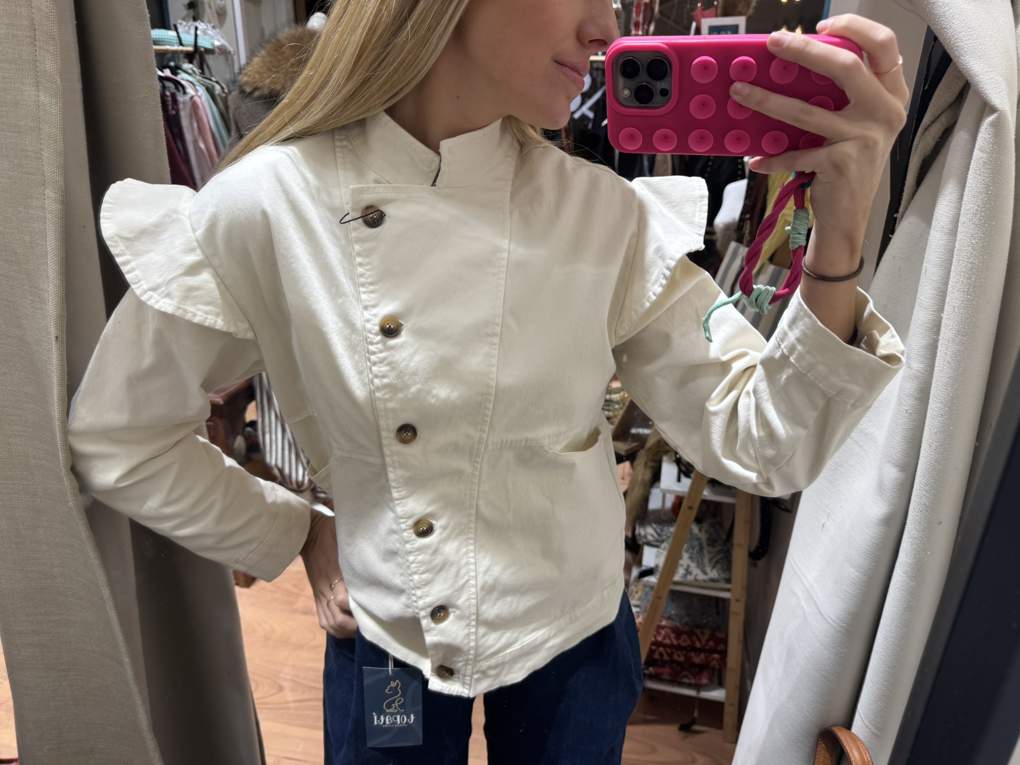 CHAQUETA ALGODON BEIGE CRUZADA - Imagen 2