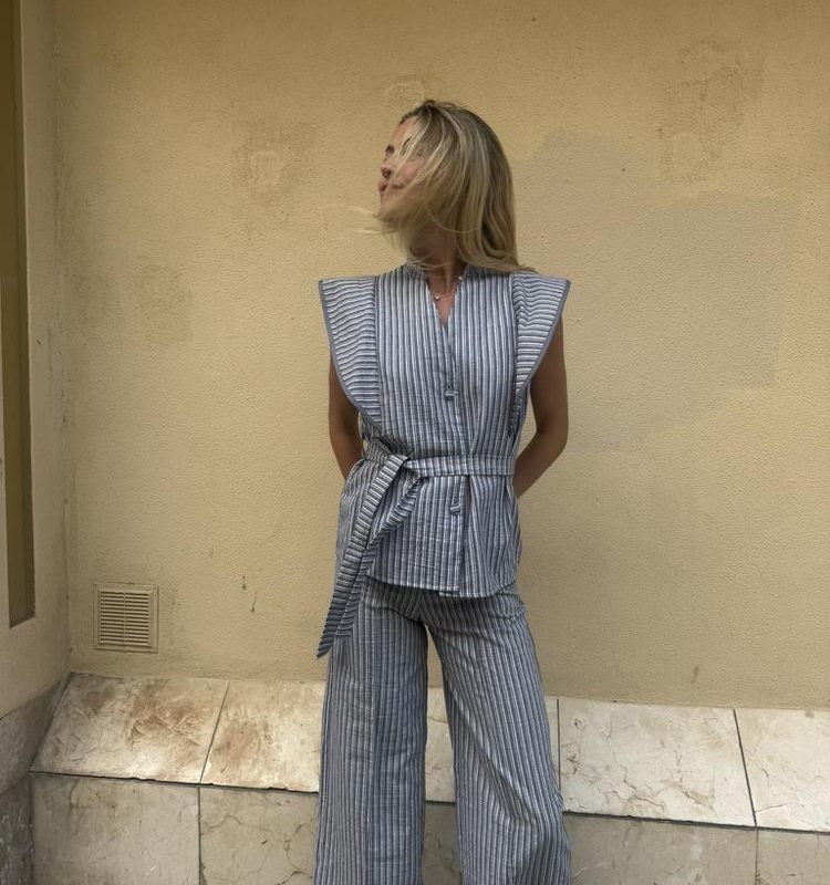 CONJUNTO CHALECO PANTALON RAYAS