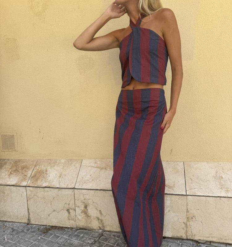 CONJUNTO FALDA Y TOP RAYAS