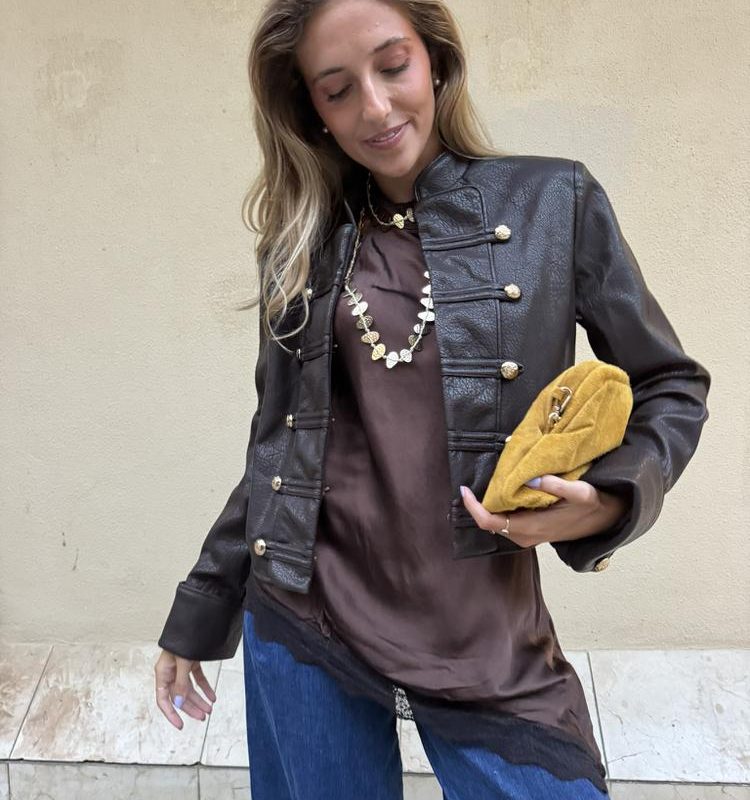 CAZADORA CUERO MILITAR